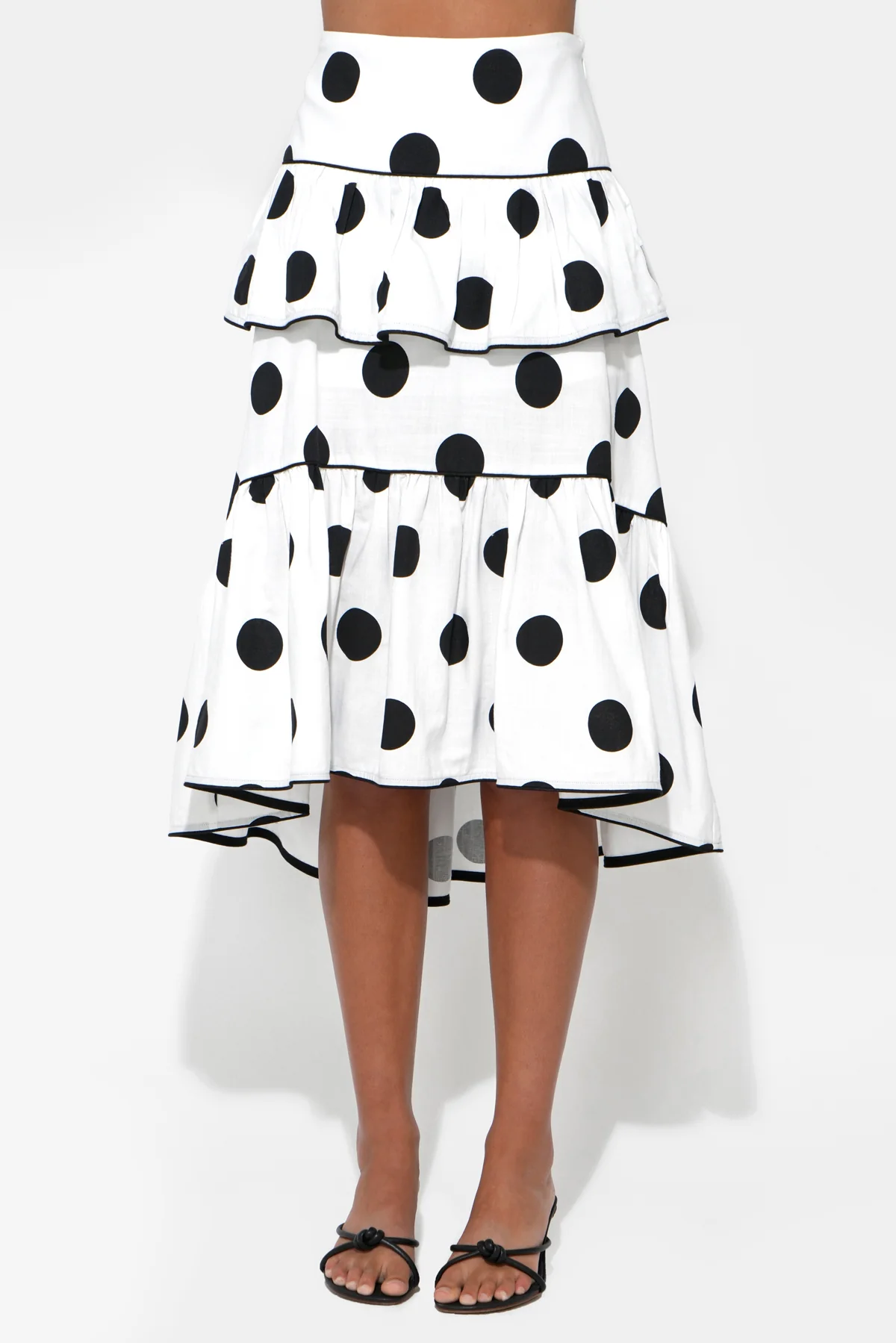 Aaliyah Layered Ruffle Linen Dot Skirt
