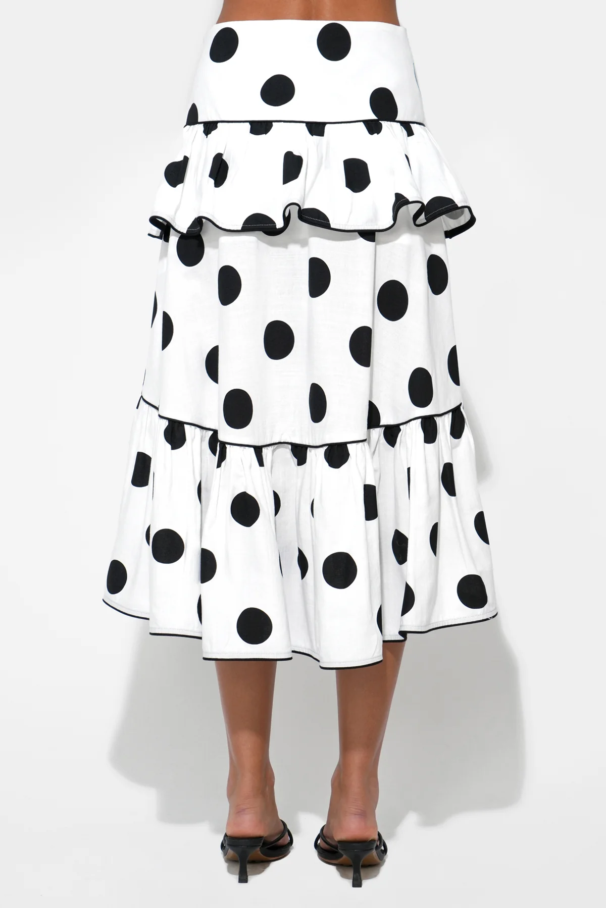 Aaliyah Layered Ruffle Linen Dot Skirt - Image 2