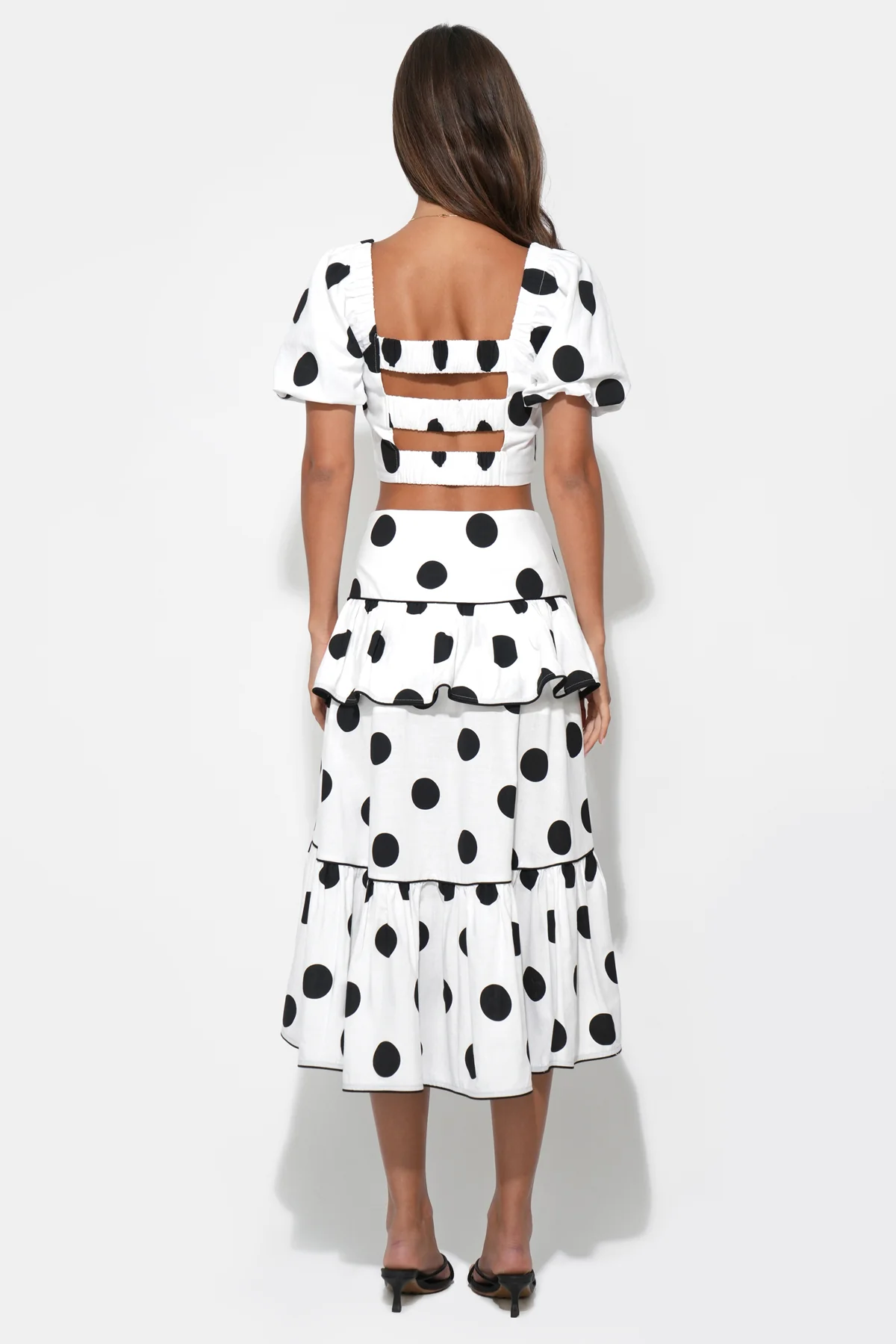 Aaliyah Layered Ruffle Linen Dot Skirt - Image 3