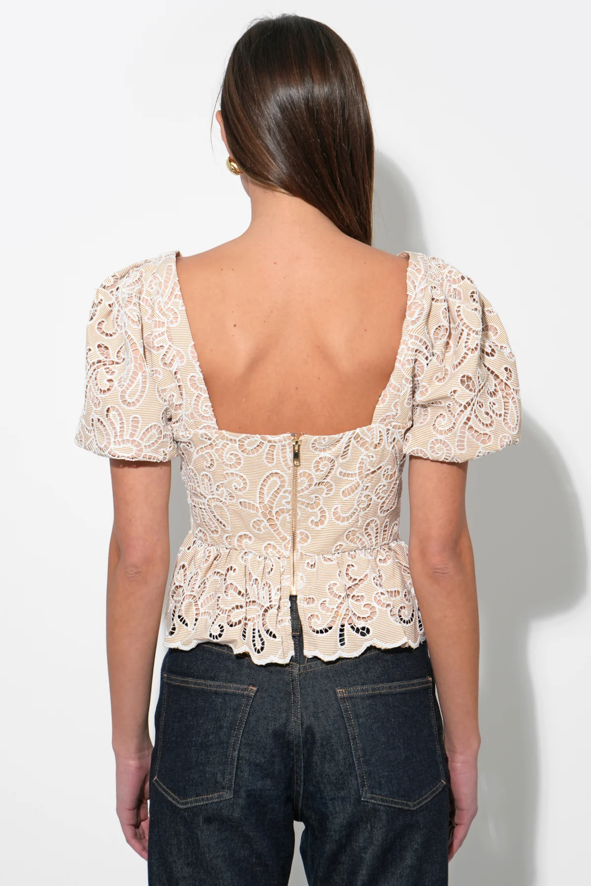 Alan Puff Sleeve Embroidered Eyelet Top - Image 4
