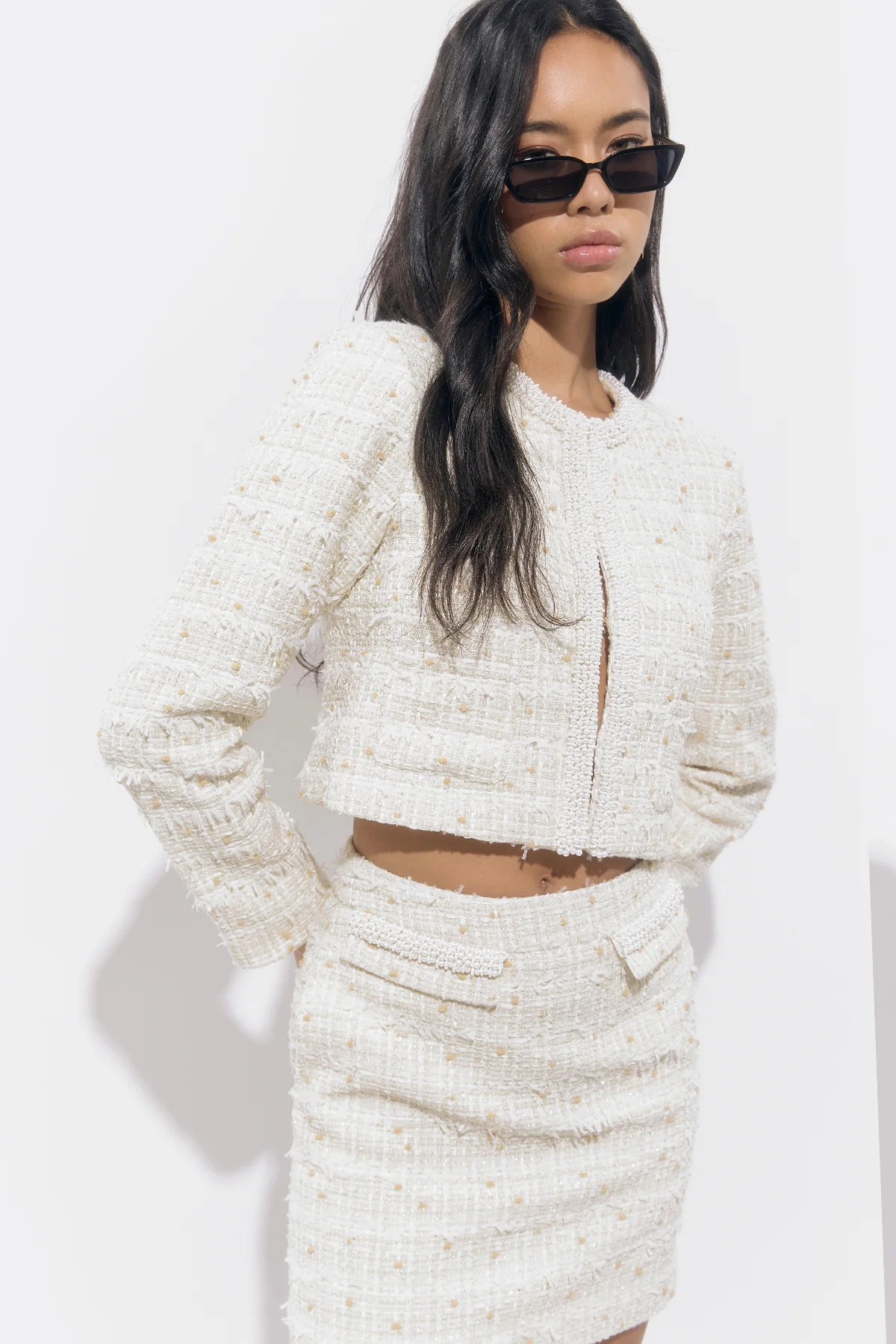 Alba Tweed Pearl Trimmed Jacket - Image 3
