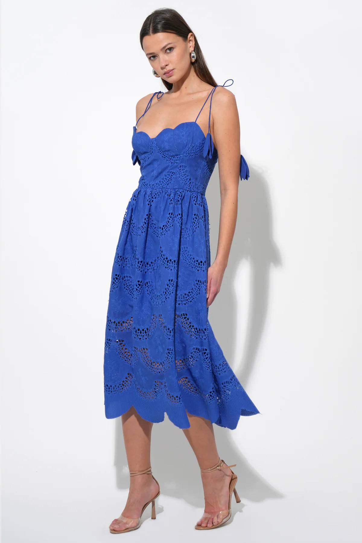 Alisha Scalloped Crochet Embroidered Midi Dress - Image 3