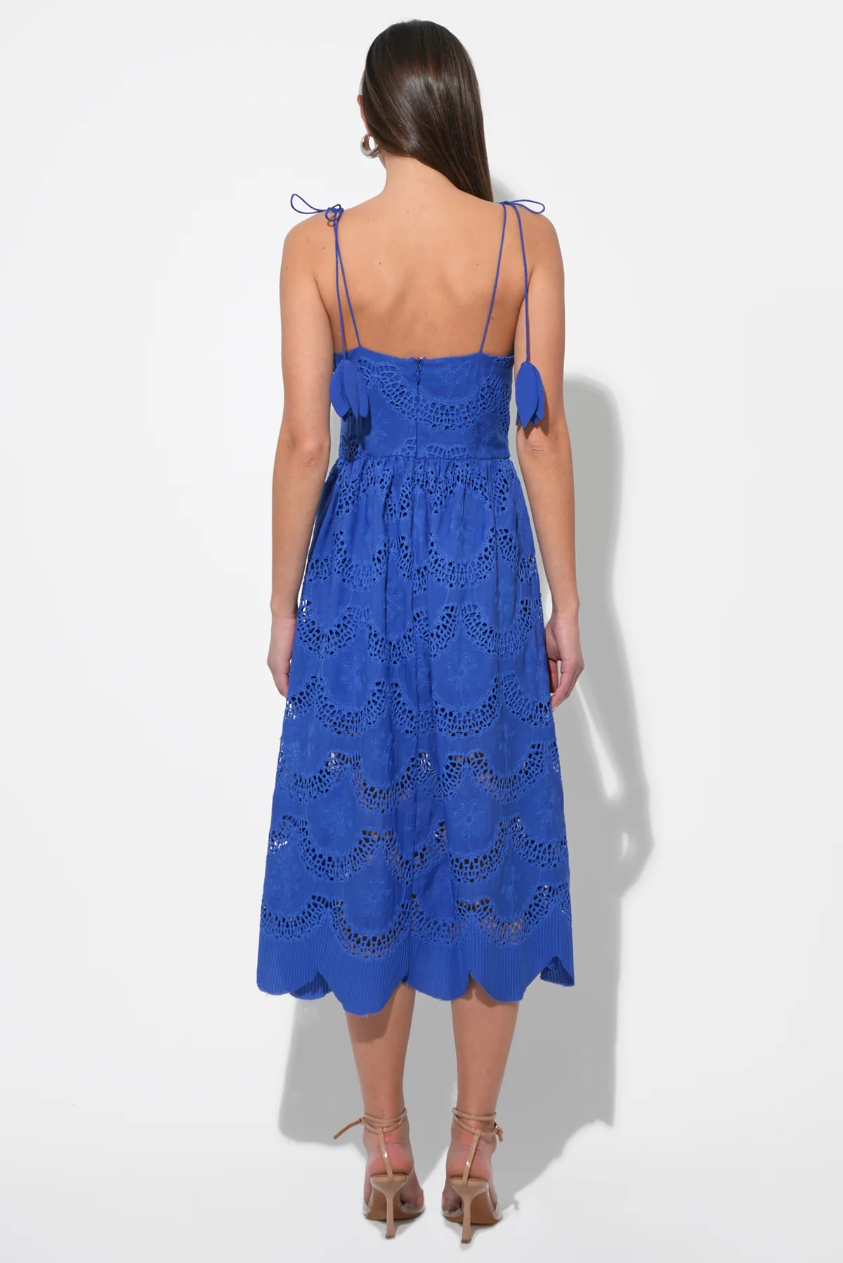 Alisha Scalloped Crochet Embroidered Midi Dress - Image 4