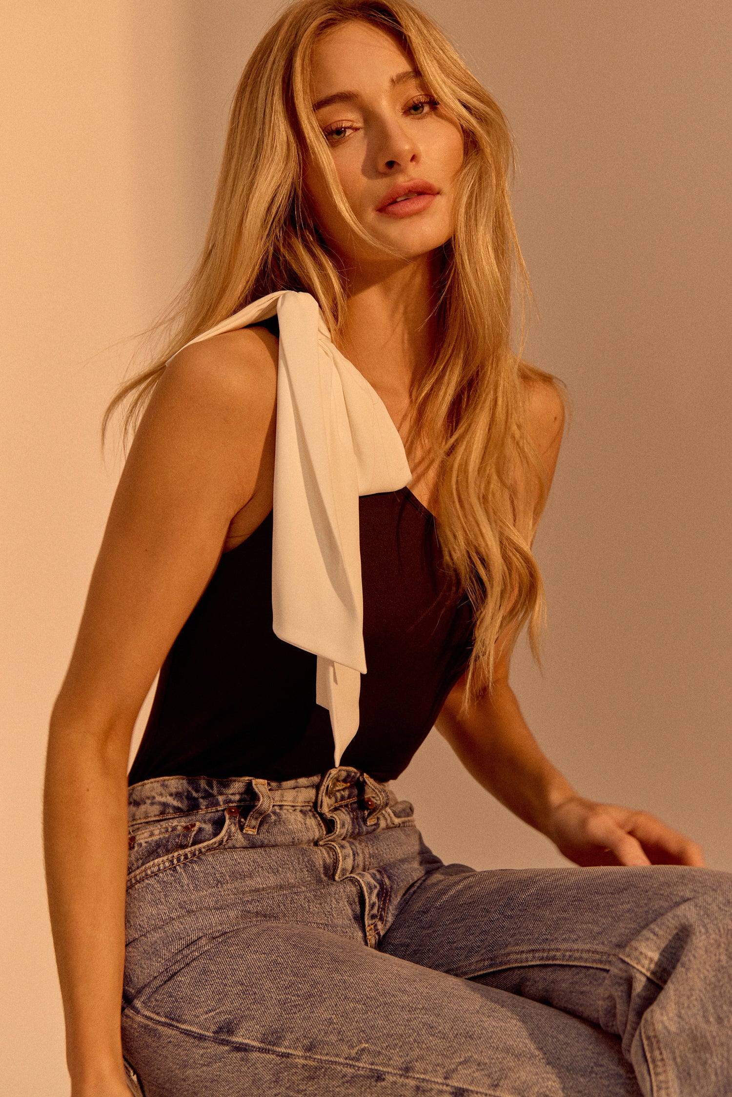 Amanda One Shoulder Bow Knit Bodysuit - Image 5