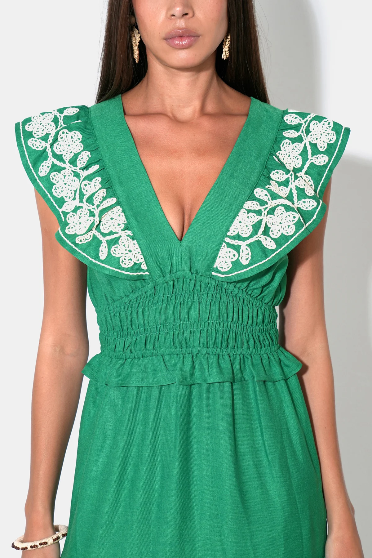 Amaya Ruffle Embroidery Midi Dress - Image 4
