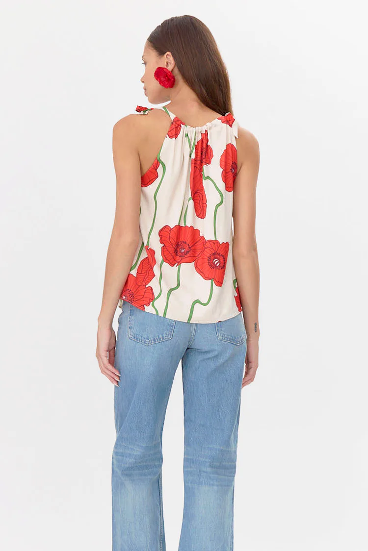 Anaia Abstract Rose Print Side Tie Top - Image 4