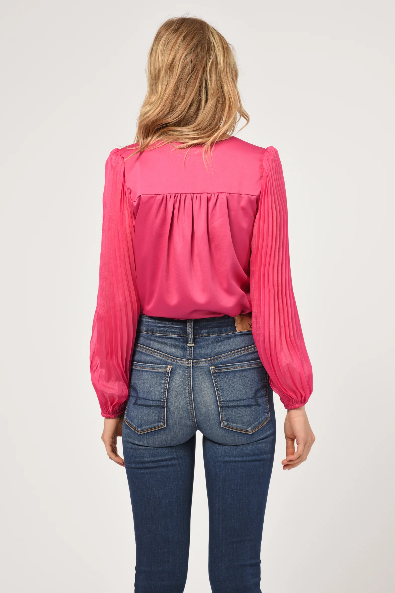 Andaz Pleated Organza Sleeve Surplice Top - Image 4