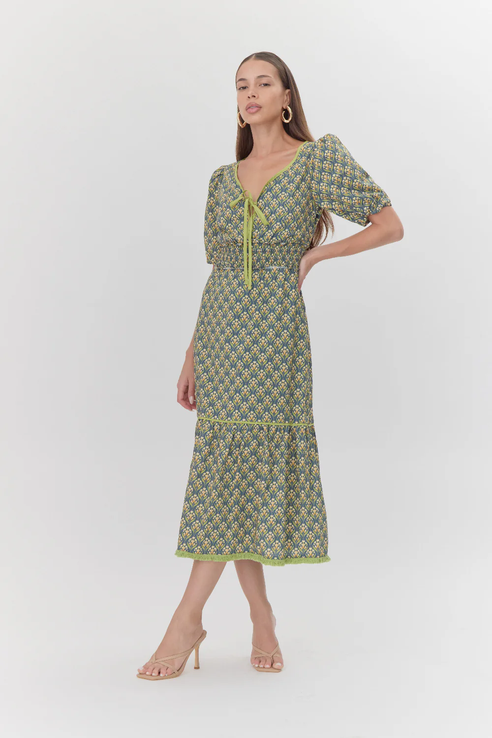 Ara Front Tie Printed Midi Dress - Image 3