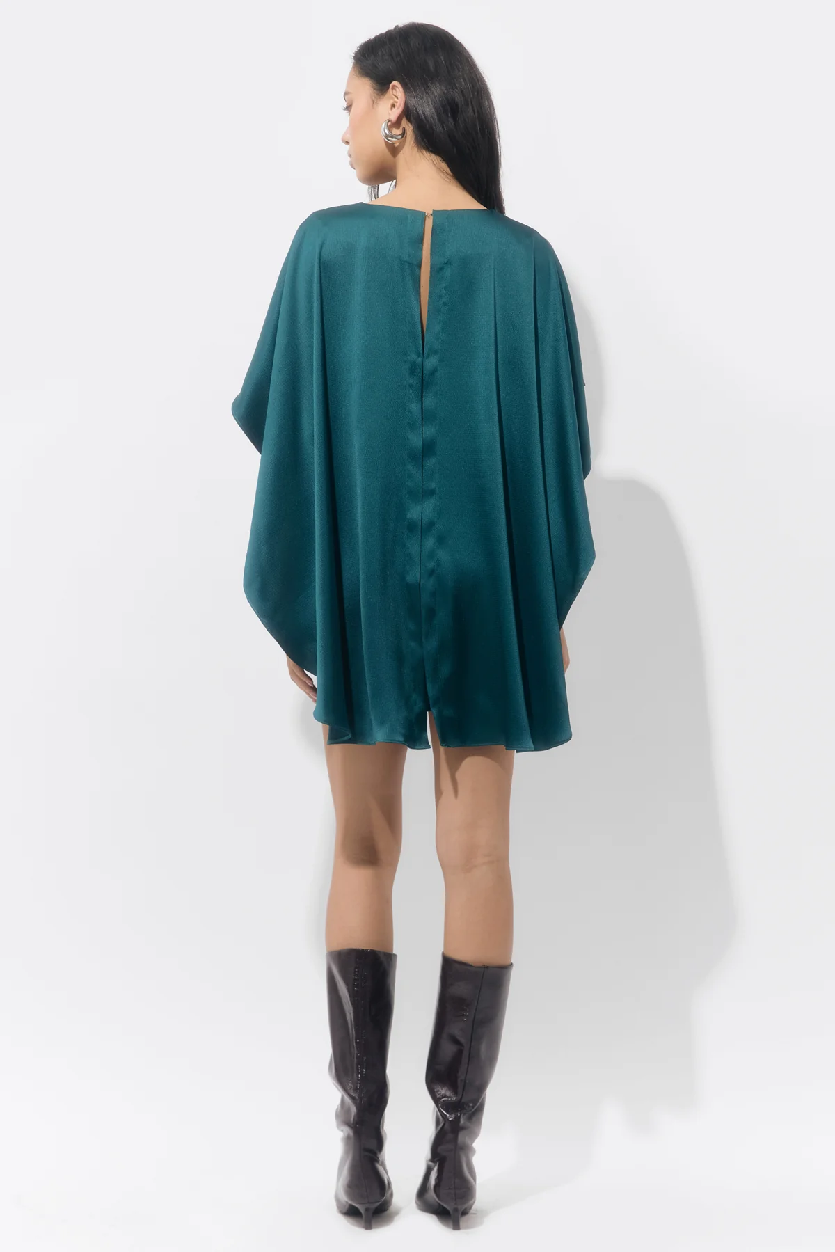 Aria Satin Cape Mini Dress - Image 2