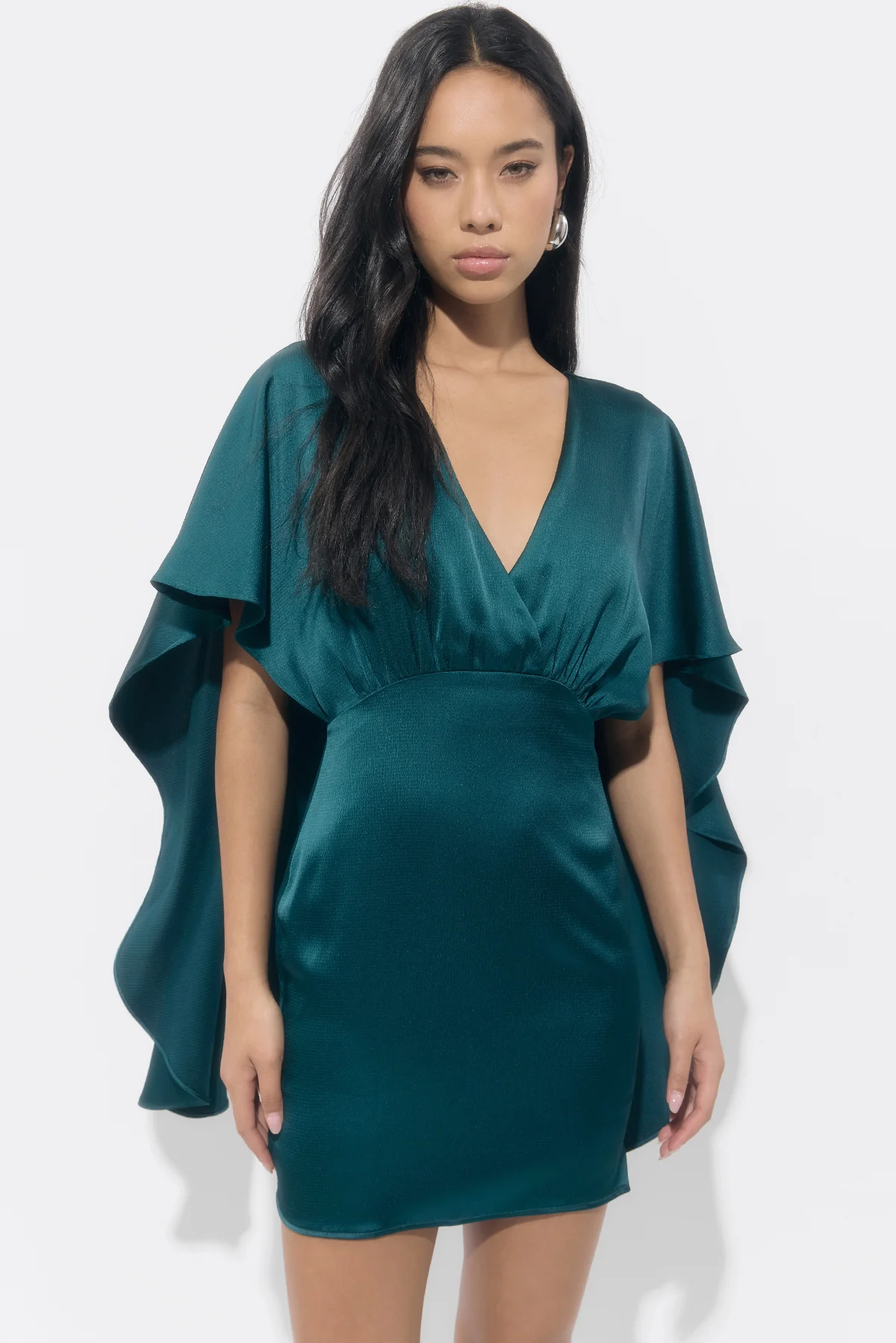 Aria Satin Cape Mini Dress - Image 4