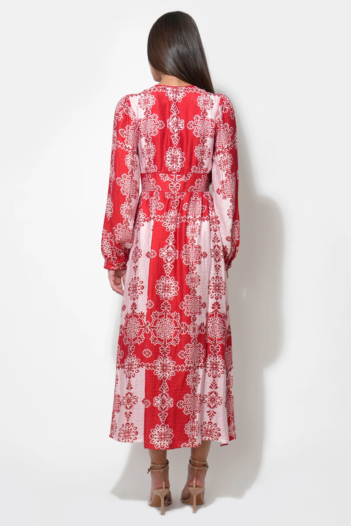 Athena V-Neck Red Maxi Dress - Image 2