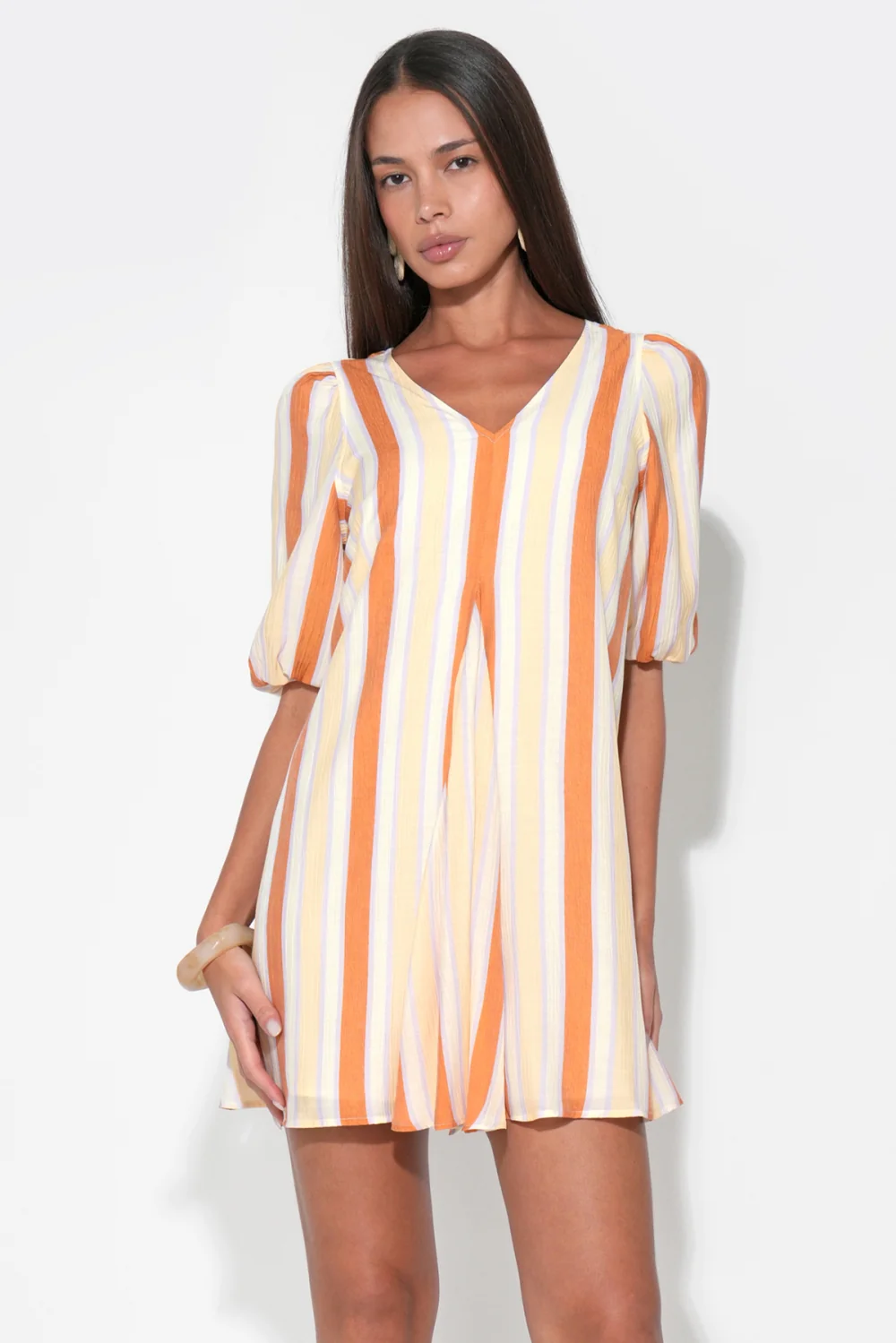 Aurora Puff Sleeve Stripe Mini Dress - Image 3