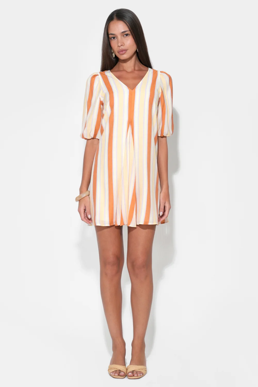 Aurora Puff Sleeve Stripe Mini Dress - Image 4
