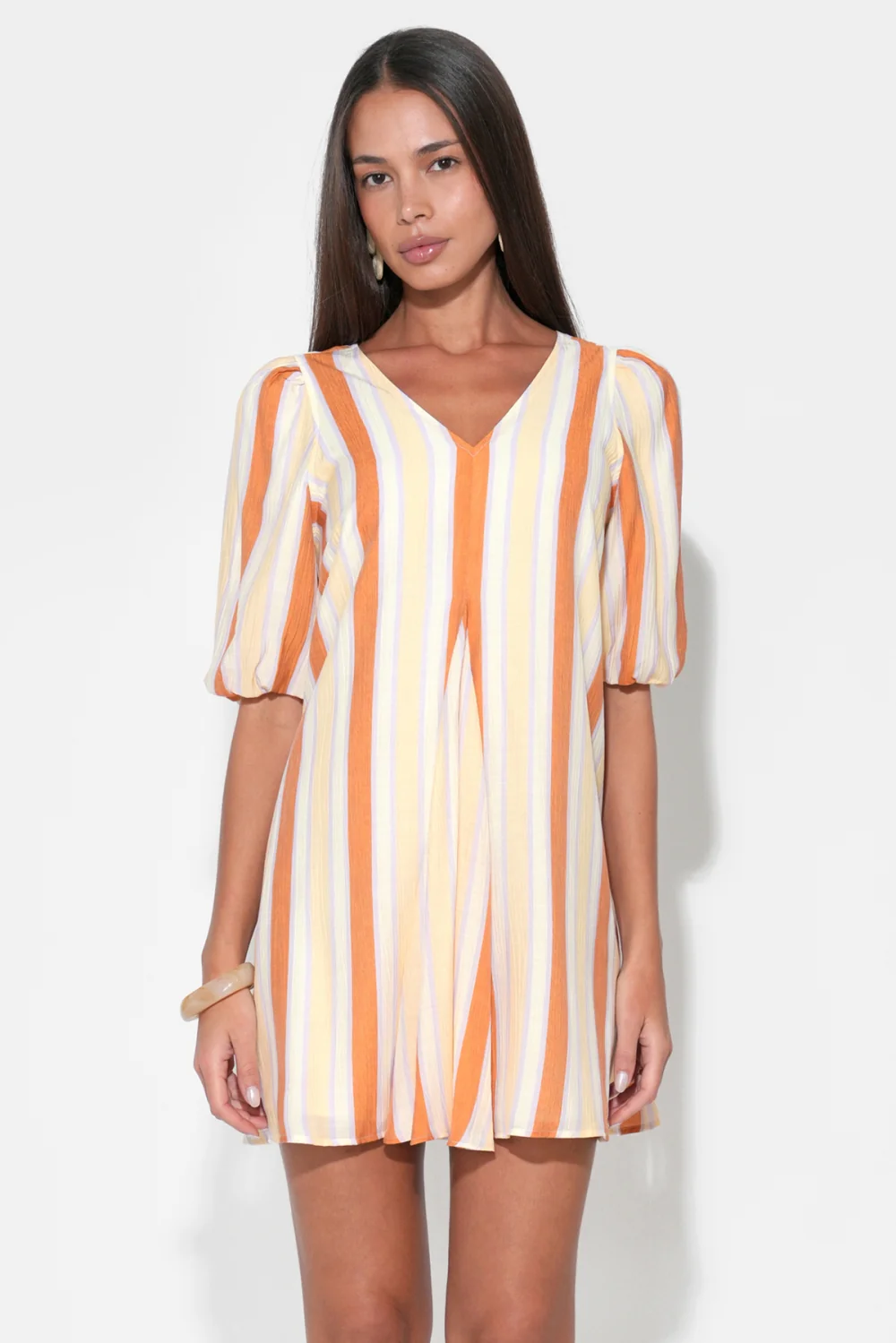 Aurora Puff Sleeve Stripe Mini Dress - Image 5
