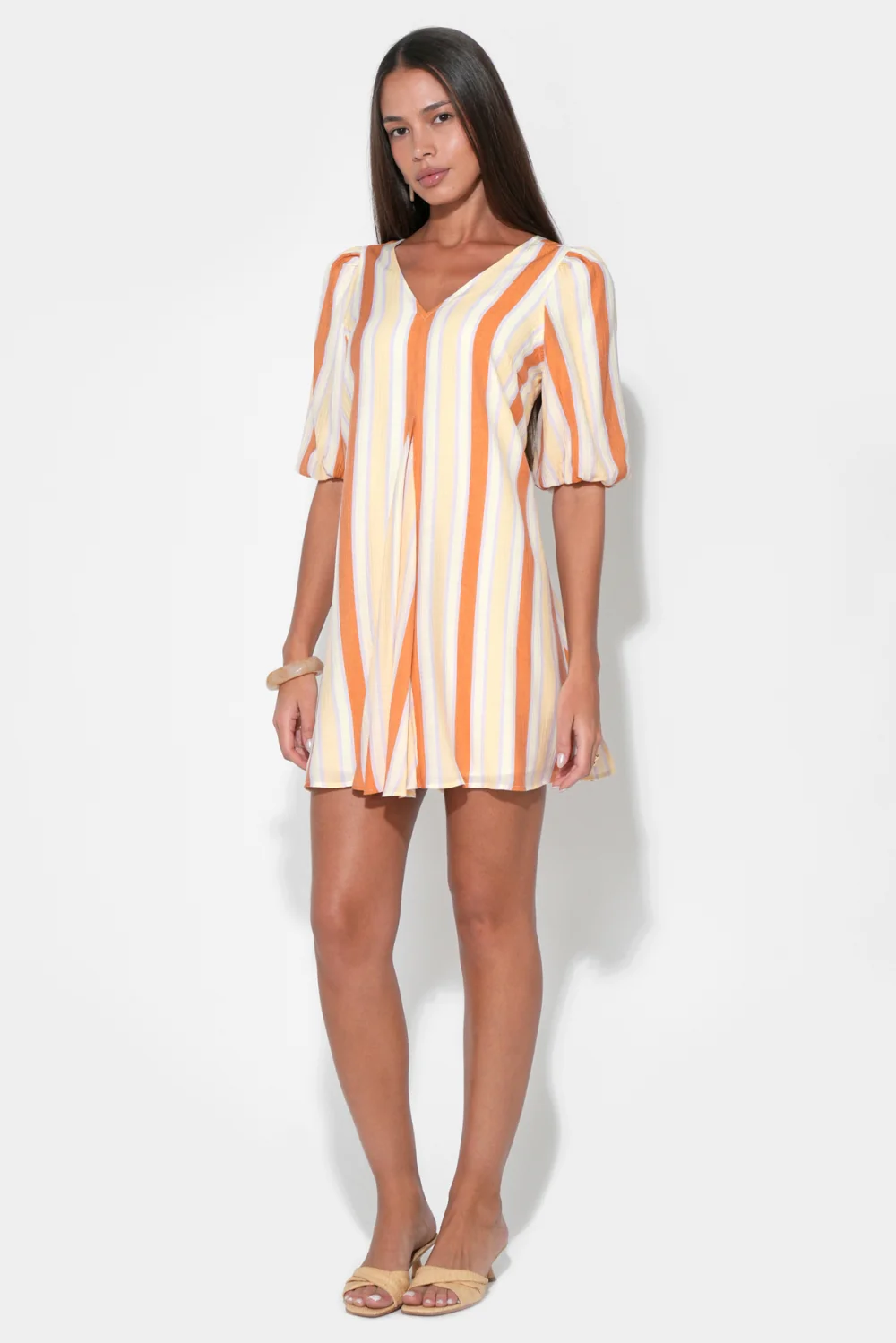 Aurora Puff Sleeve Stripe Mini Dress - Image 6