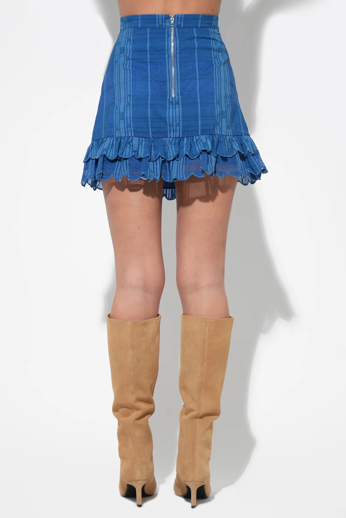 Bella Scalloped Jacquard Stripe Mini Skirt - Image 2