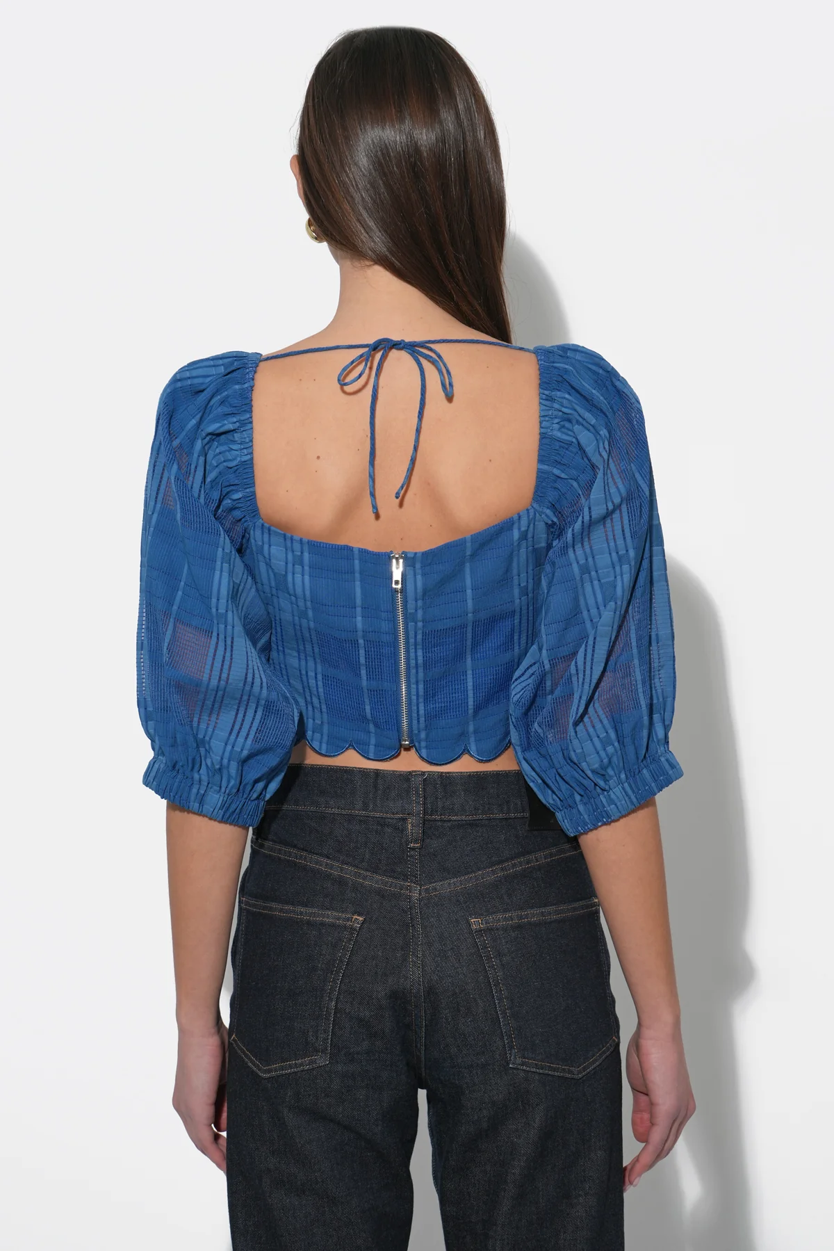 Bella Scalloped Jacquard Stripe Top - Image 5