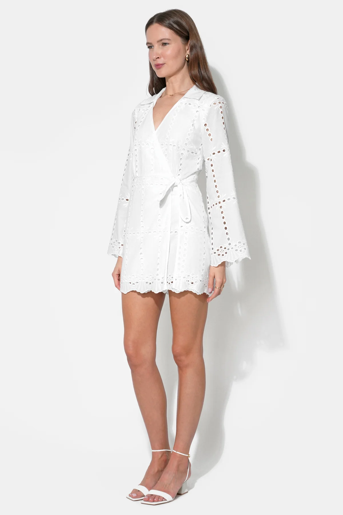 Bella Wrap Eyelet Mini Dress - Image 3