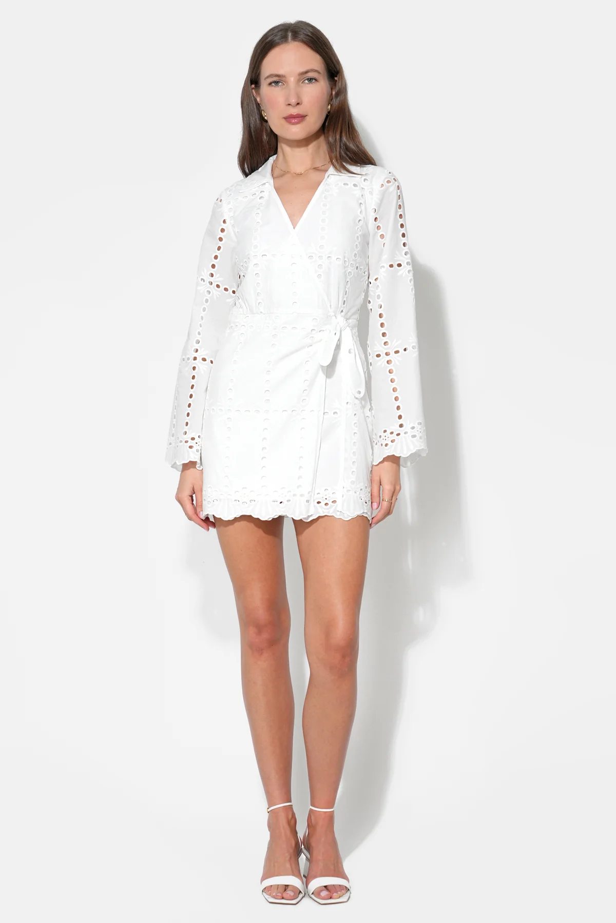 Bella Wrap Eyelet Mini Dress - Image 5