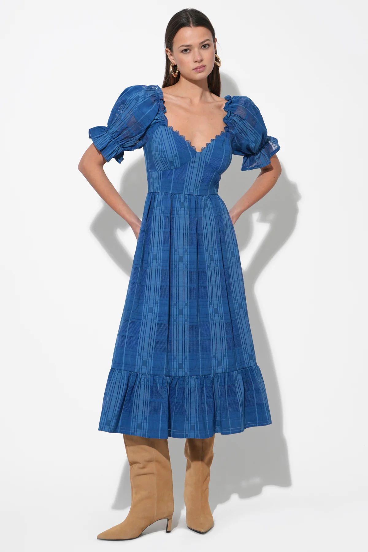 Betsey Puff Sleeve Jacquard Striped Maxi Dress - Image 3