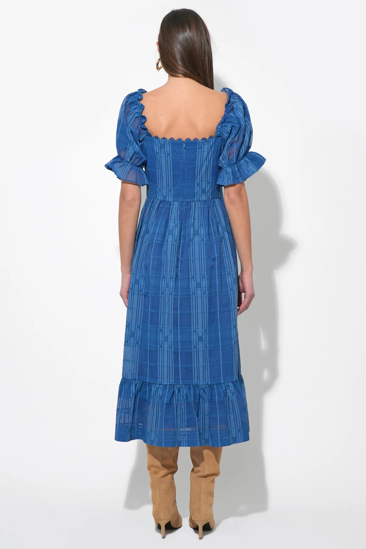 Betsey Puff Sleeve Jacquard Striped Maxi Dress - Image 4