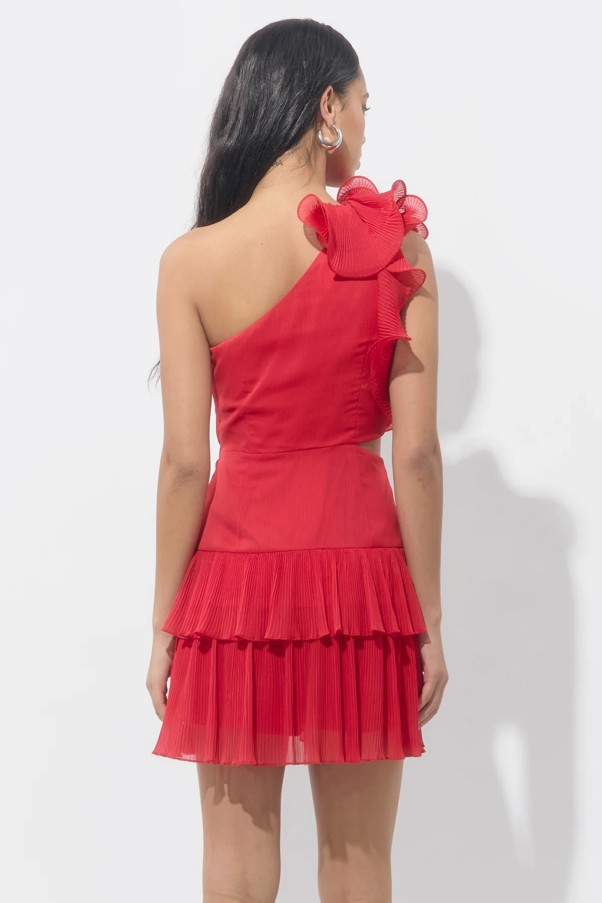 Bianca One Shoulder Pleated Dress With Cut Out - Image 2