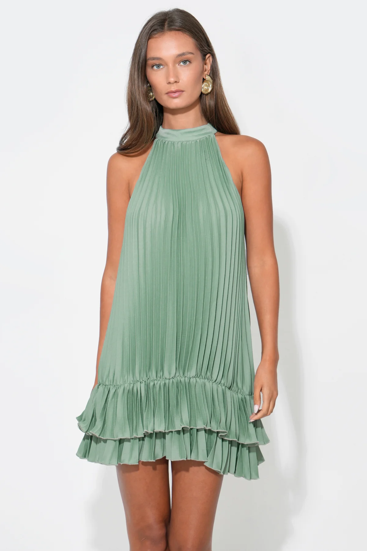Brielle Halter Pleated Mini Dress - Image 4