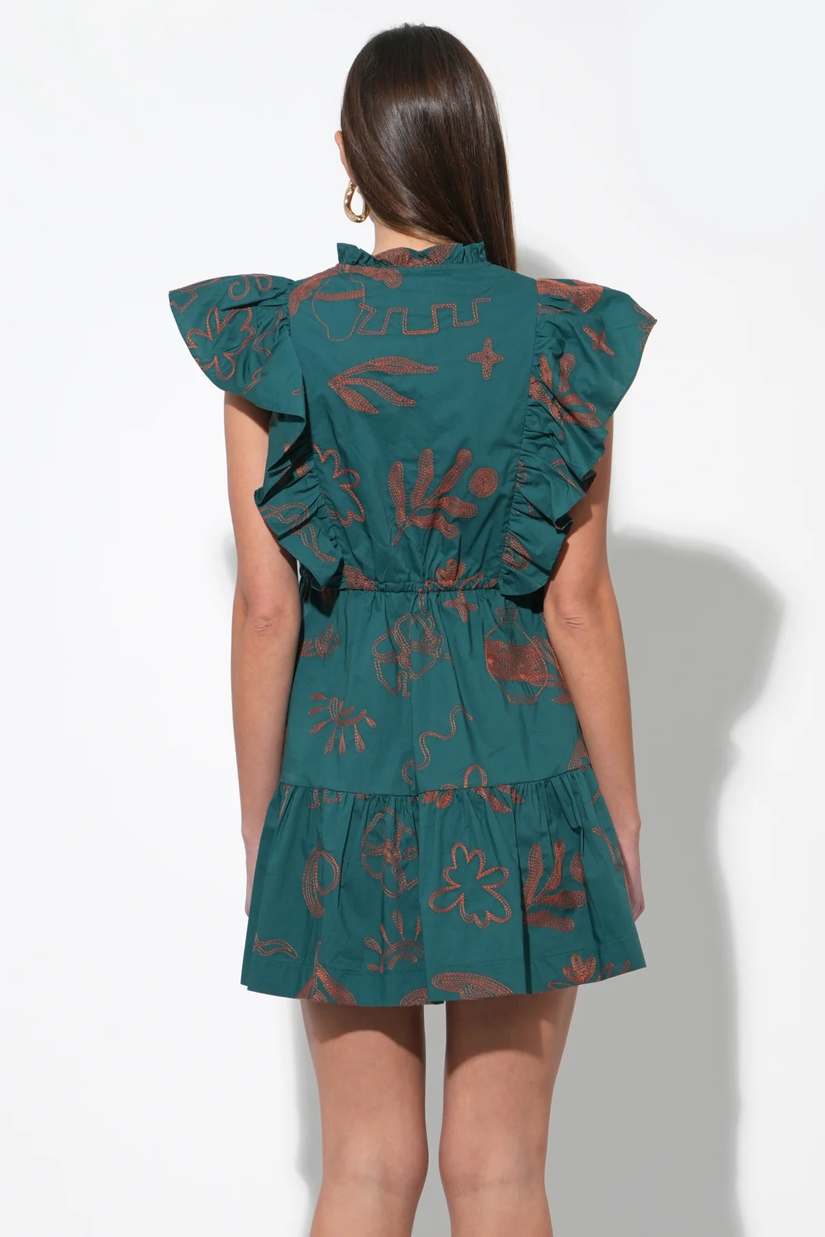 Bronwyn Embroidered Flutter Sleeve Mini Dress - Image 3