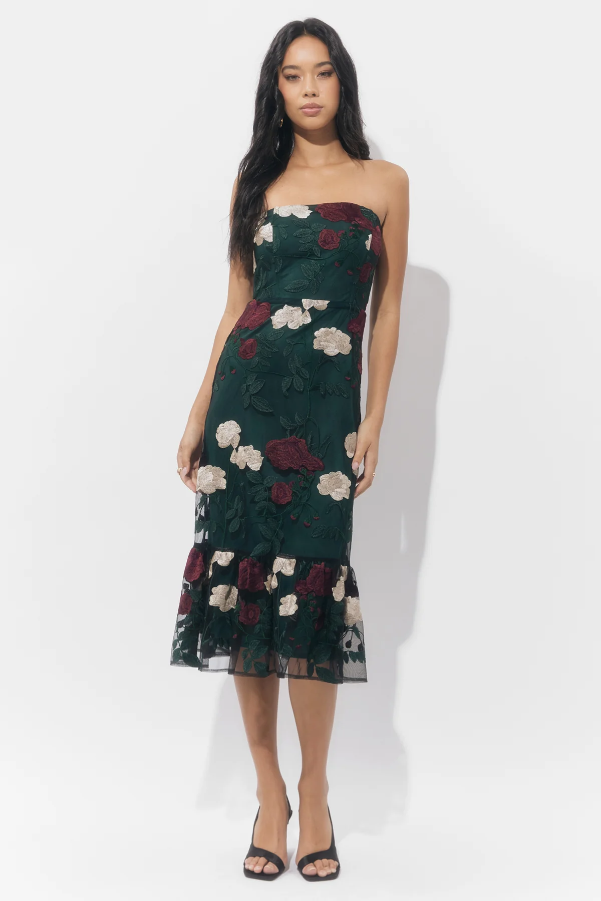 Calita Strapless Embroidered Mesh Dress - Image 4