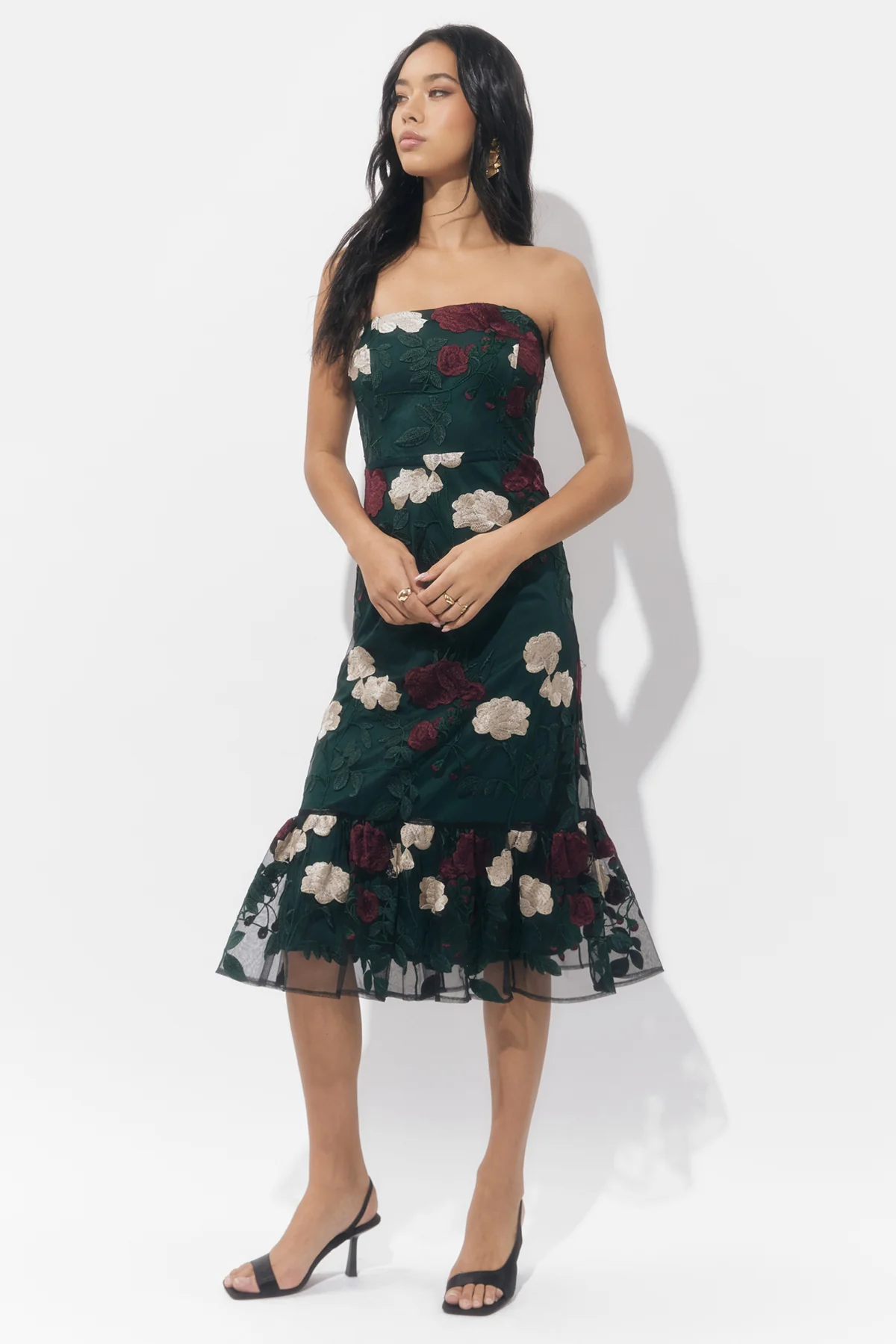 Calita Strapless Embroidered Mesh Dress - Image 5