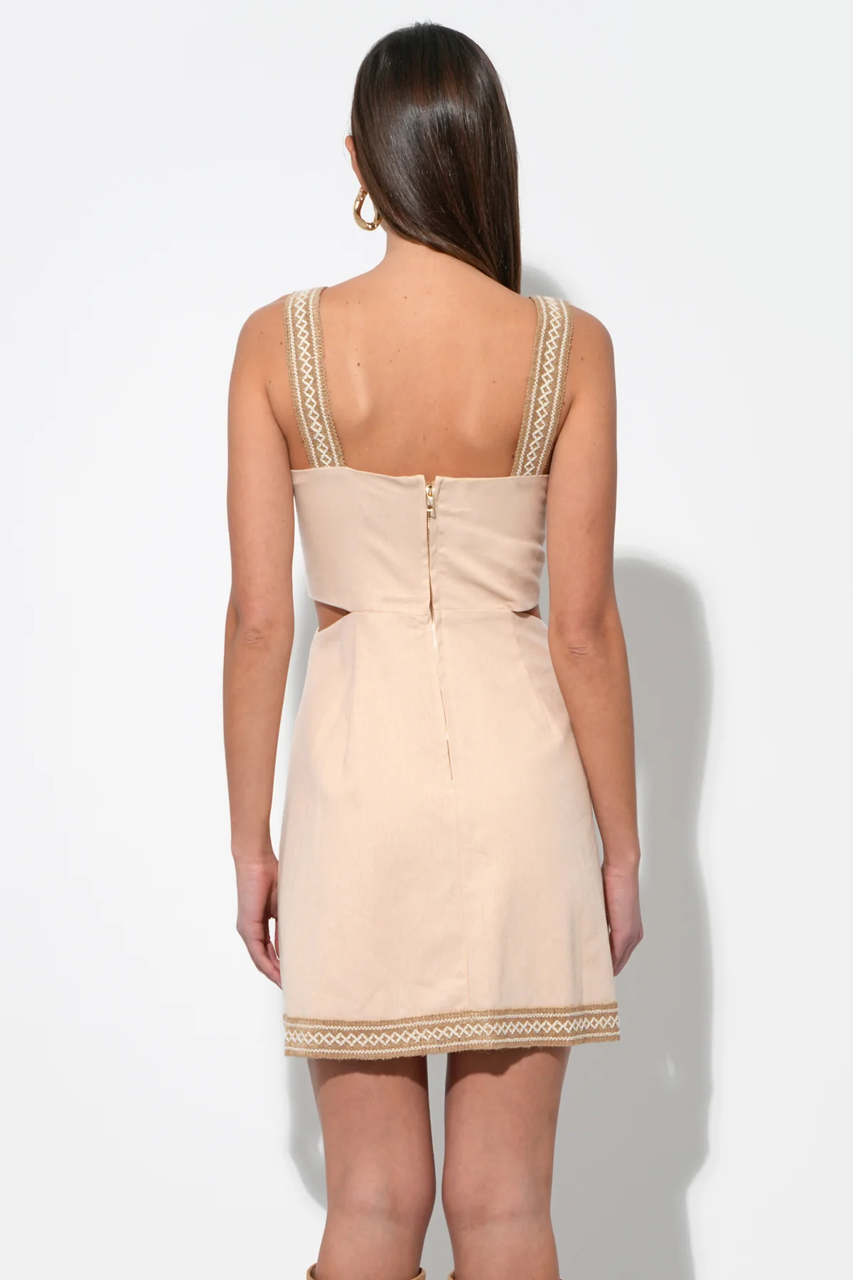 Callie Embroidered Mini Dress with Side Cut Outs - Image 5