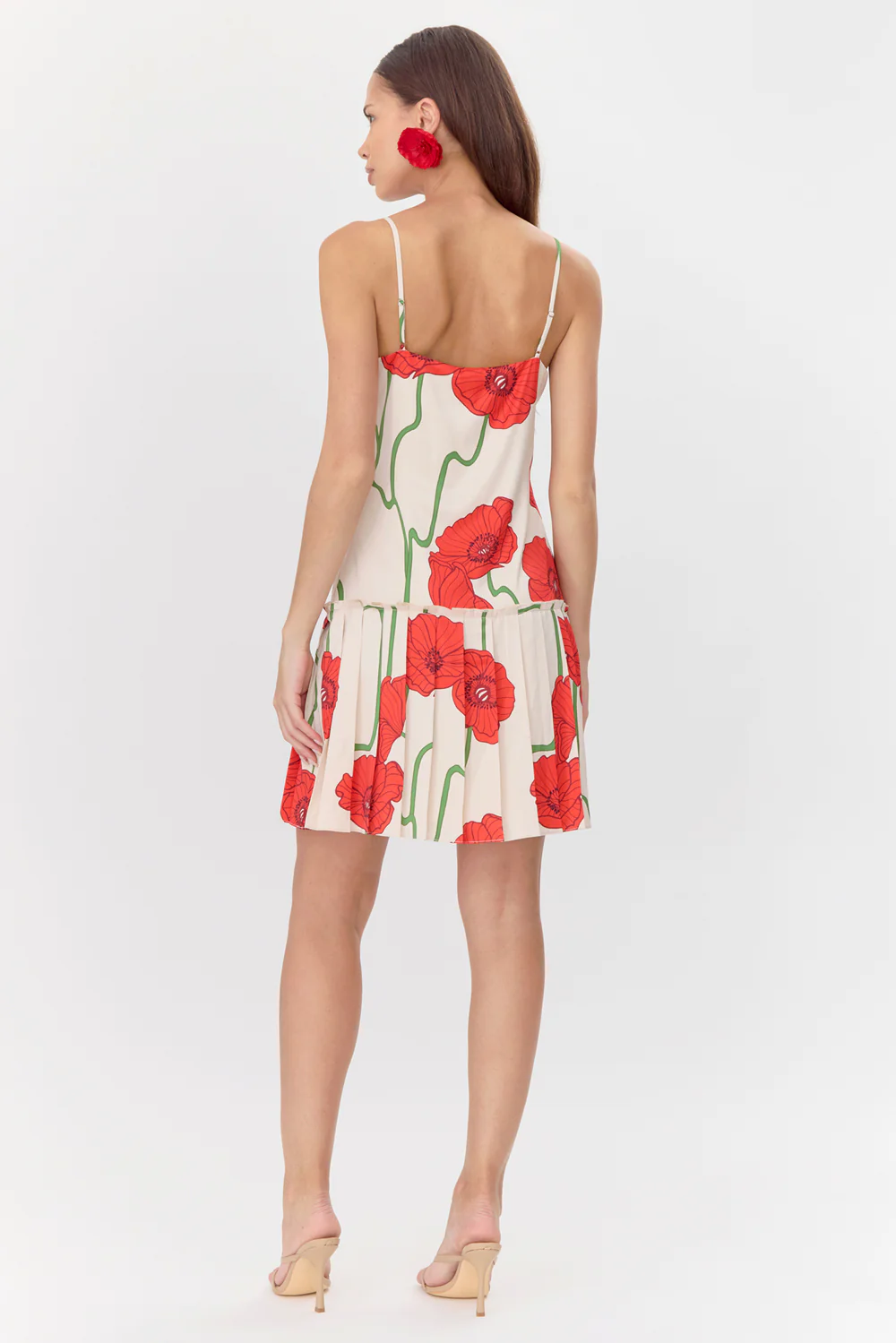 Camila Abstract Rose Print Pleated Mini Dress - Image 3