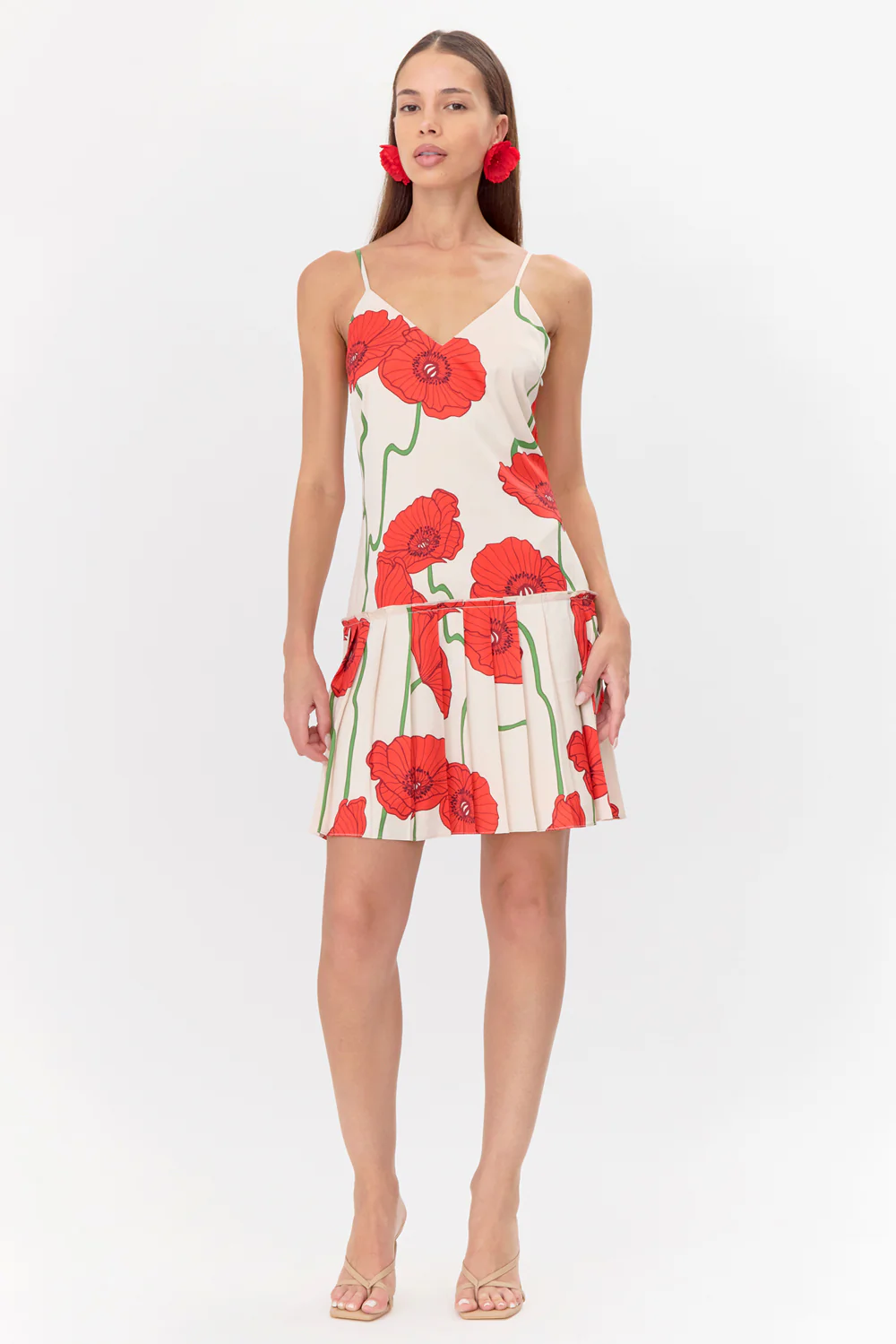 Camila Abstract Rose Print Pleated Mini Dress - Image 4
