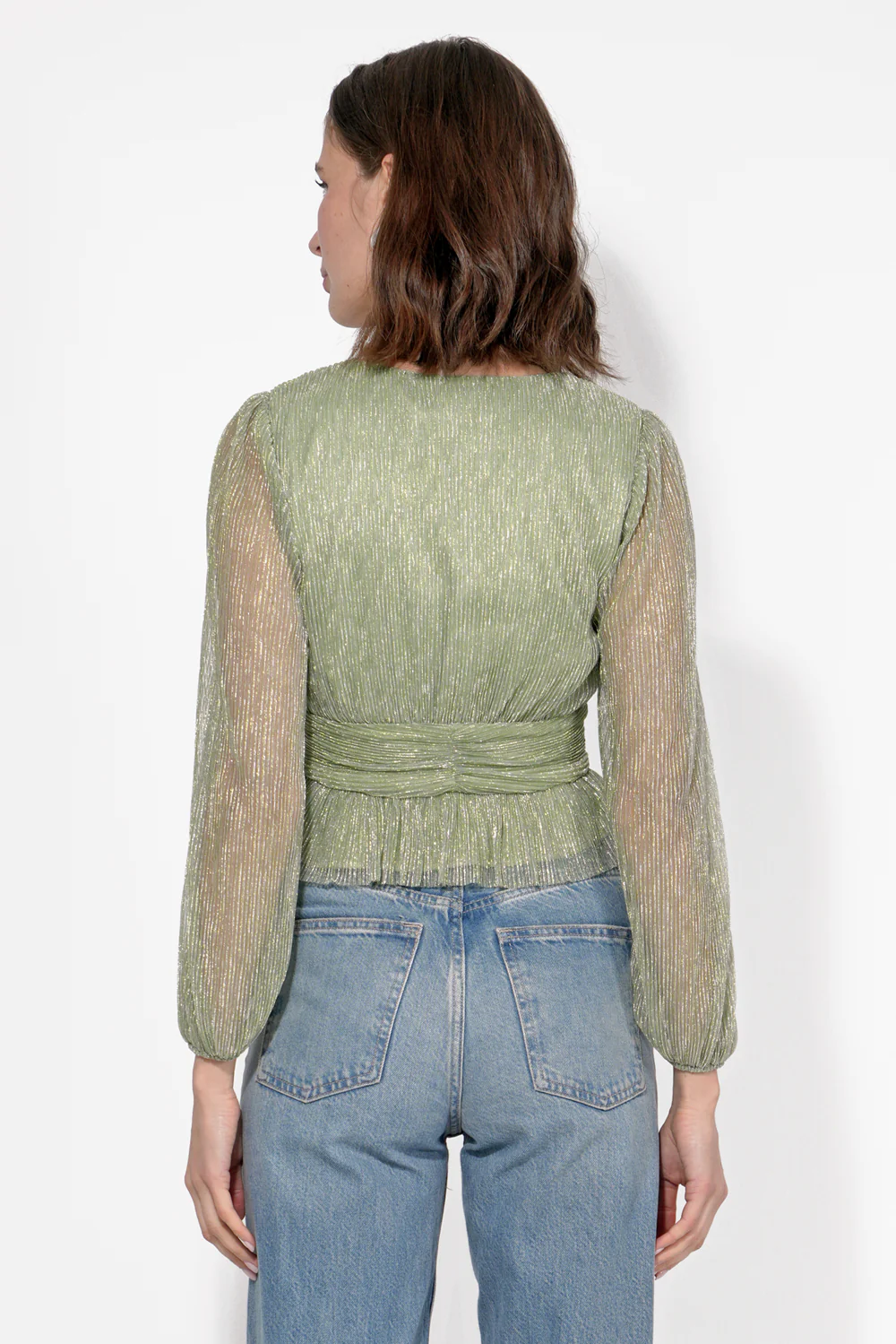 Carmen Metallic Plisse Blouse - Image 4