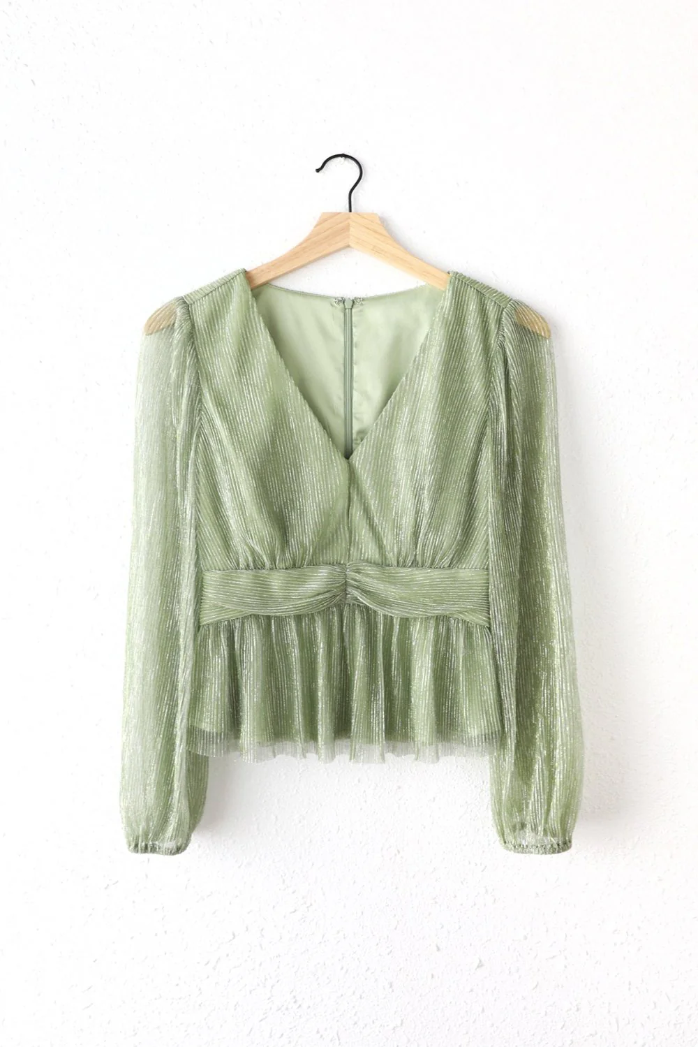 Carmen Metallic Plisse Blouse - Image 5