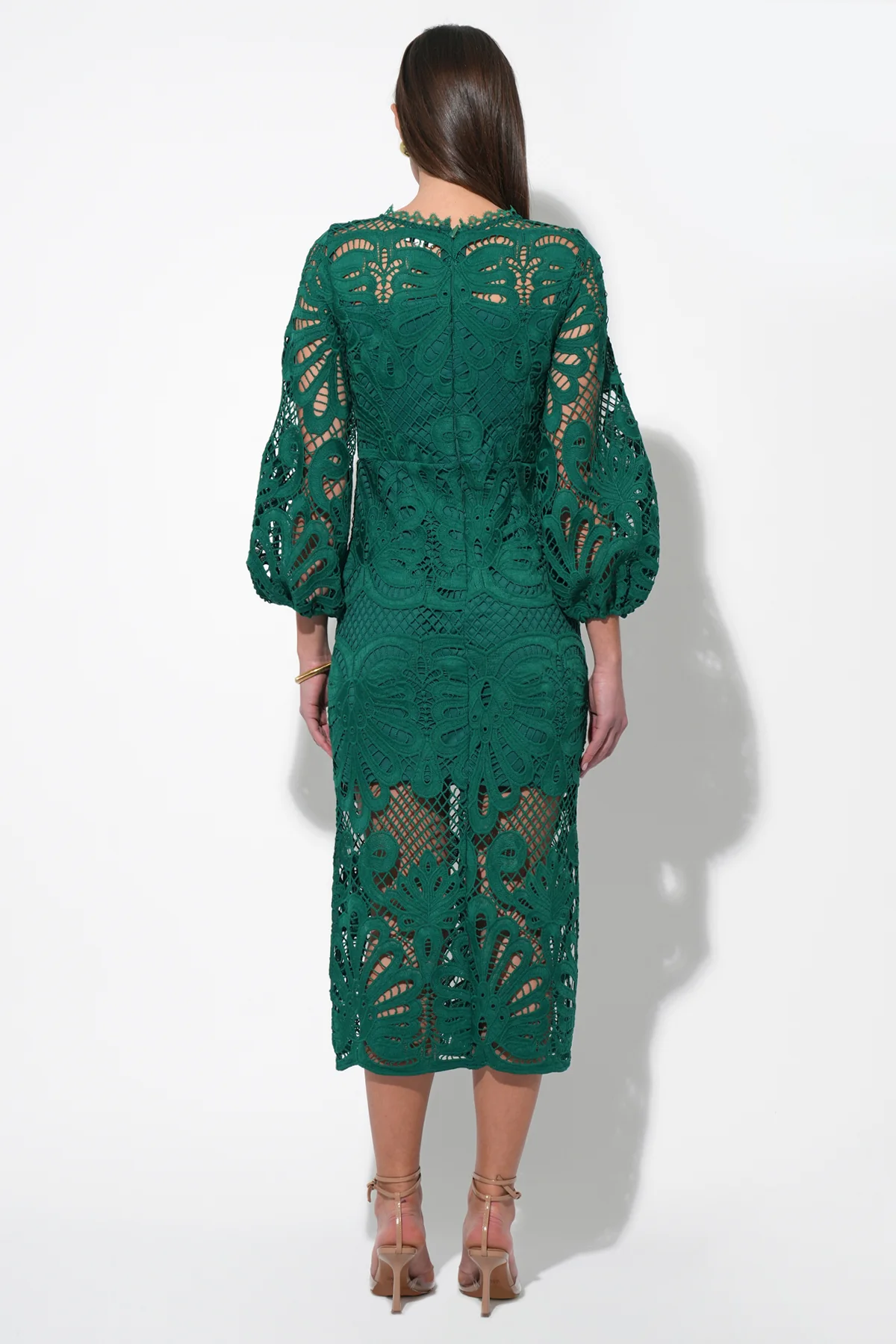 Carson Lace Puff Sleeve Midi Dress - Image 3
