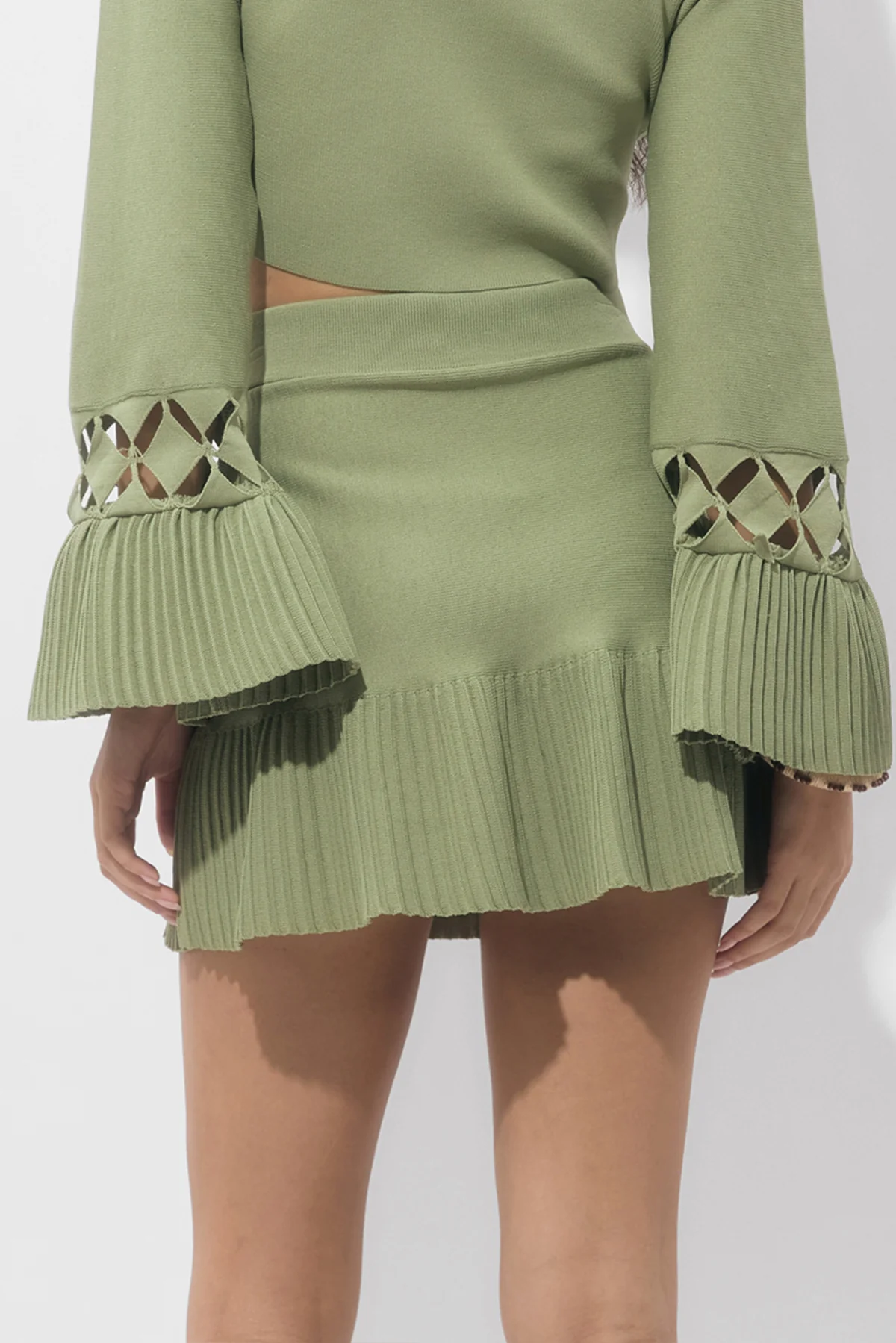 Cassia Pleated Rib Mini Skirt - Image 2