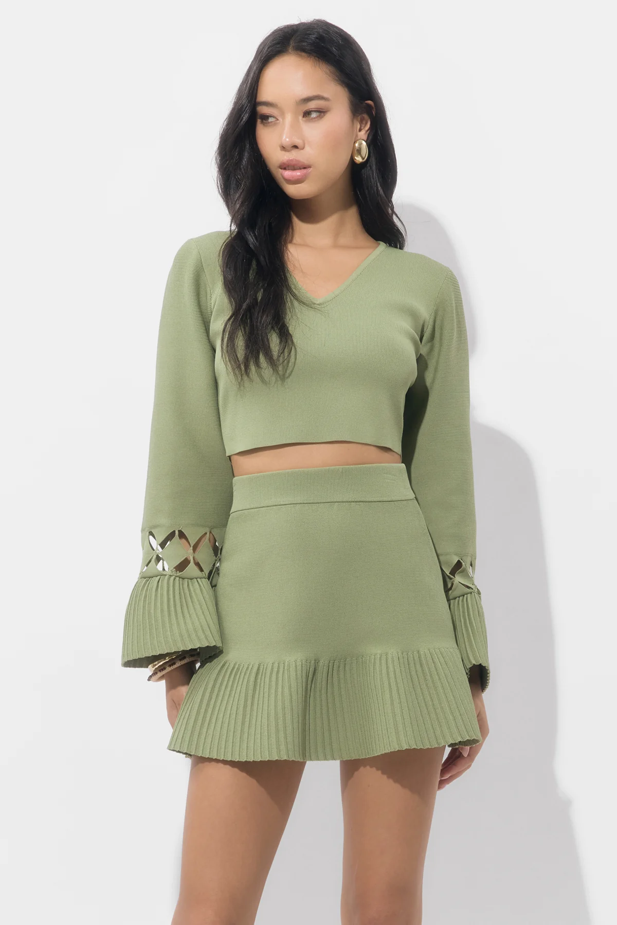 Cassia Pleated Rib Mini Skirt - Image 5