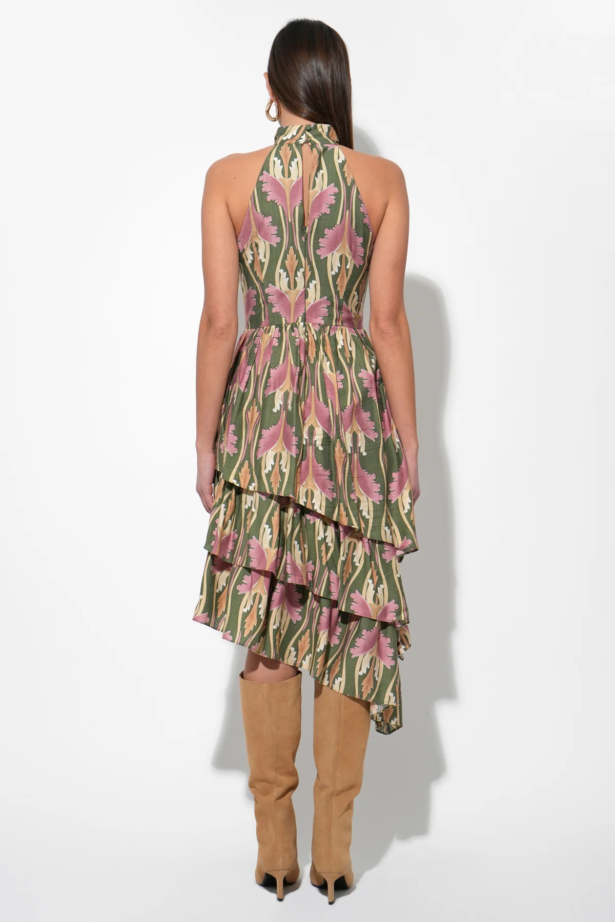 Chriselle High Neck Tiered Floral Midi Dress - Image 3