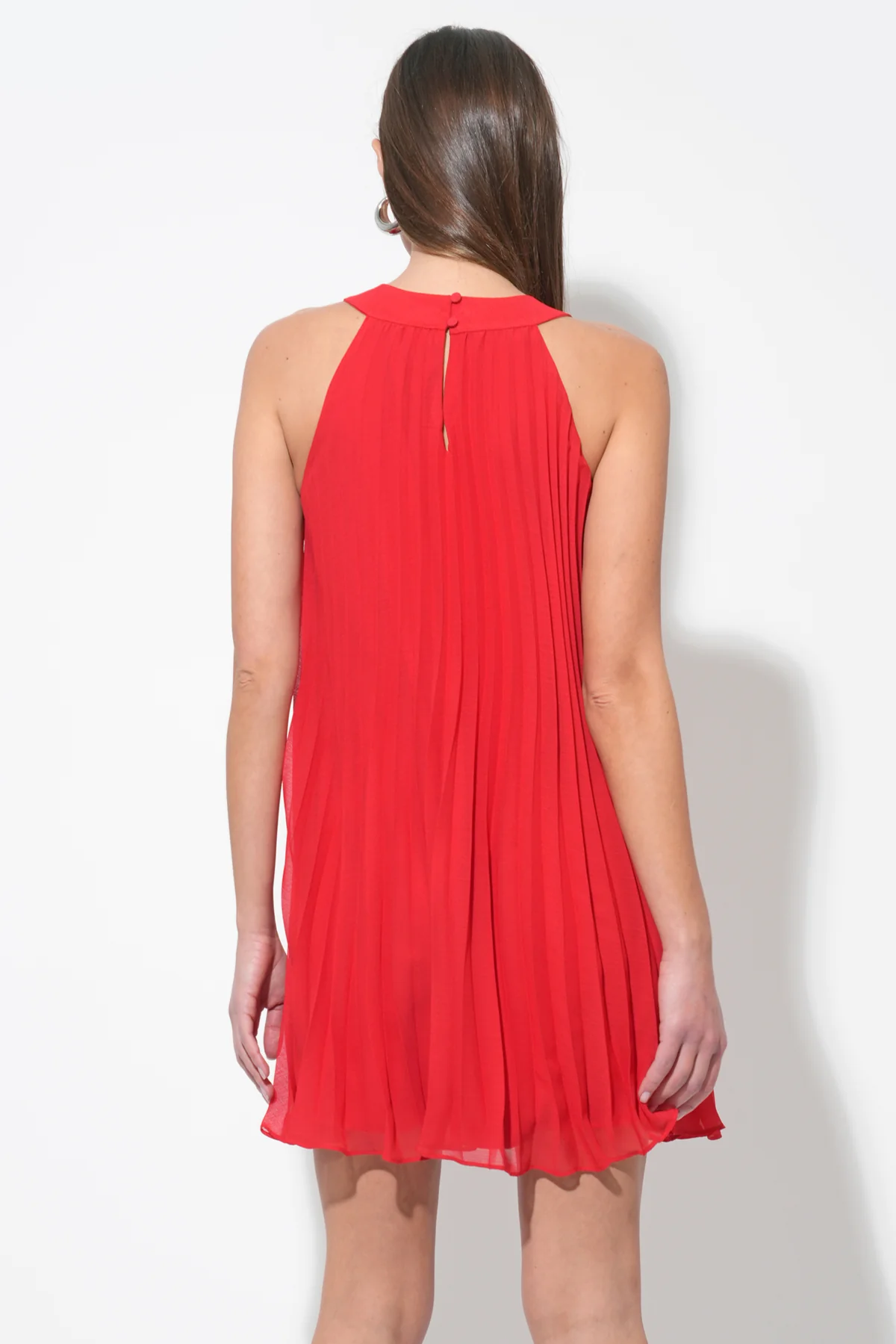 Corey Halter Pleated Dress with 3D Floral Applique - Image 5