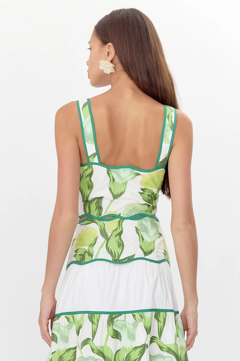 Daphne Embroidered Scalloped Trim Crop Top - Image 3