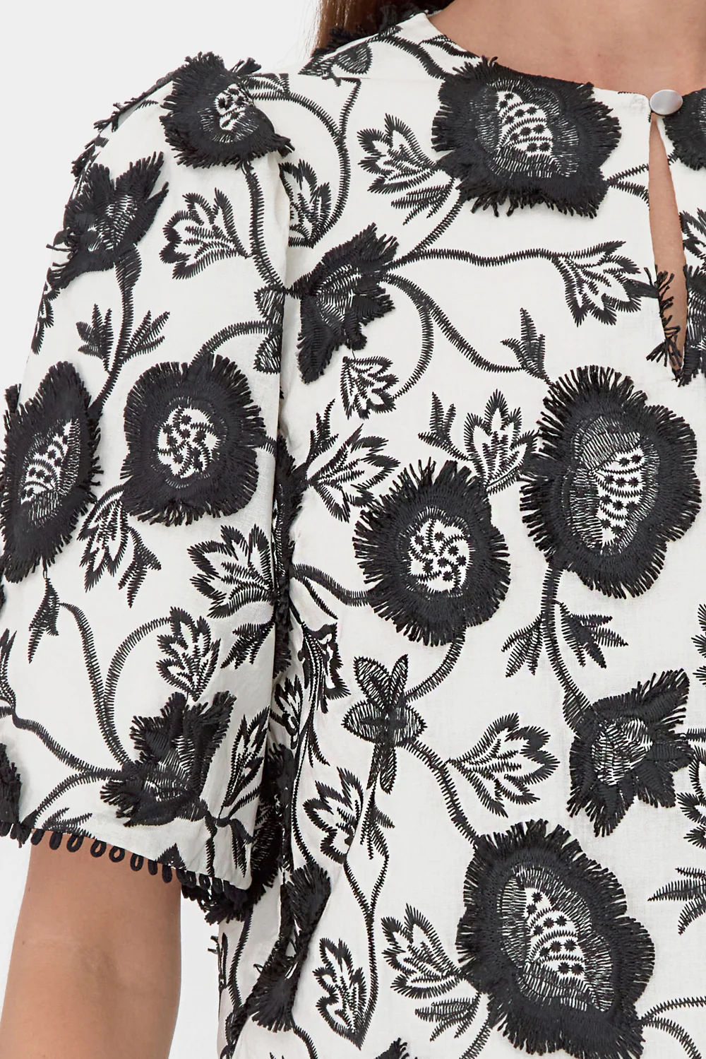Darby 3D Embroidered Scalloped Hem Blouse - Image 3