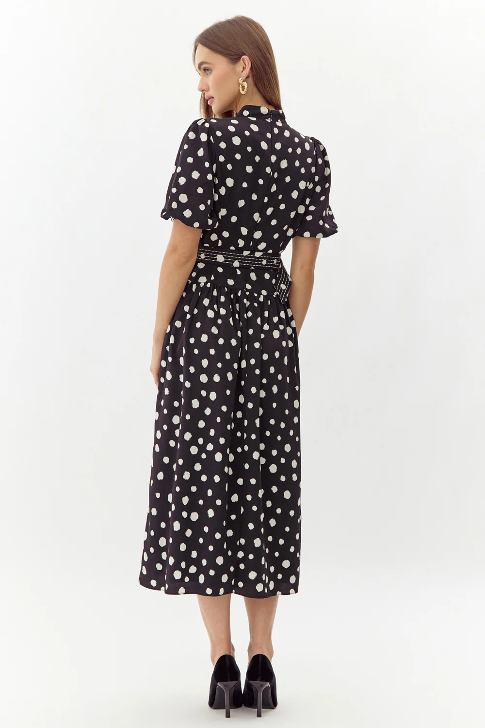 Darlene Polkadot Belted Midi Dress - Image 3