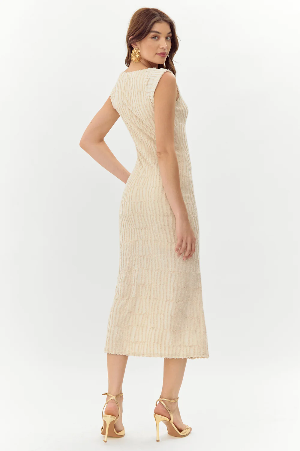 Delaney Front Tie Textured Burnout Knit Midi Dress - Image 4