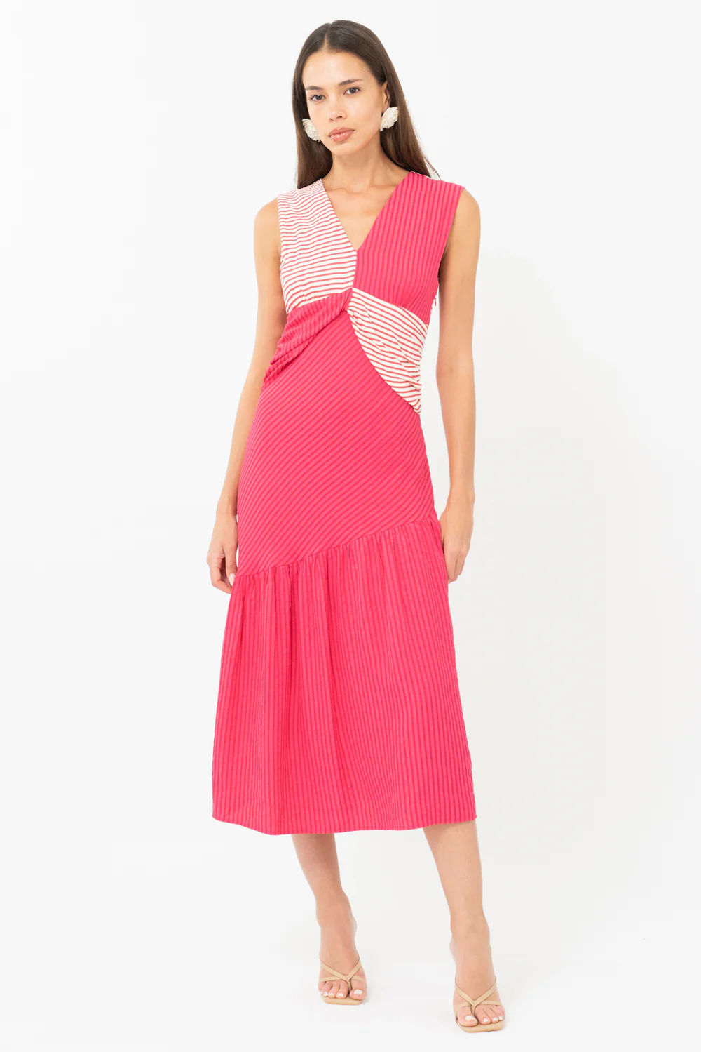 Desi Textured Colorblock Striped Midi Dress - Image 3