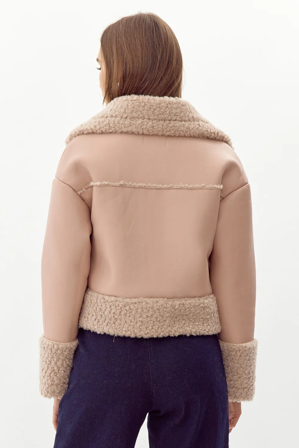 Devin Faux Shearling Leather Jacket - Image 5