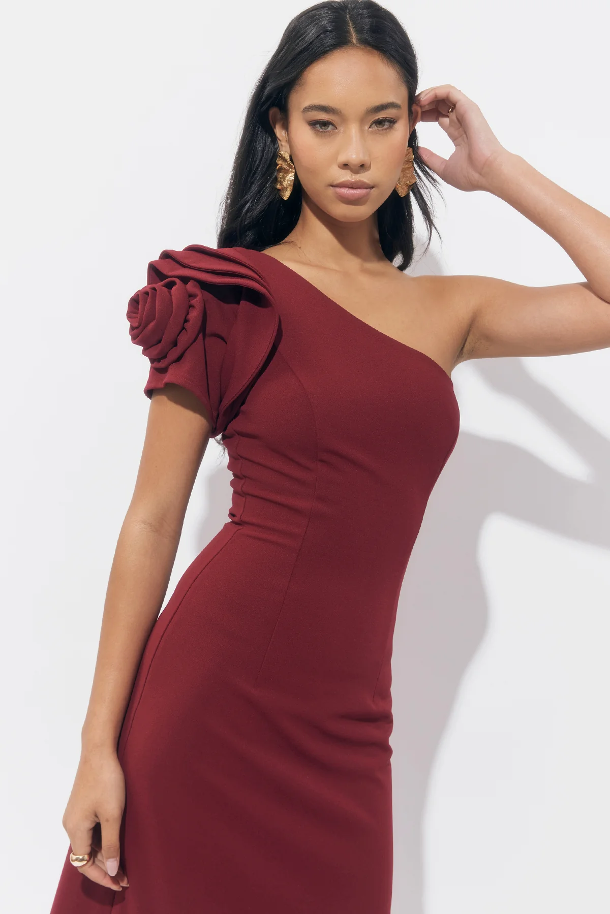 Dion One Shoulder Floral Applique Maxi Dress - Image 4