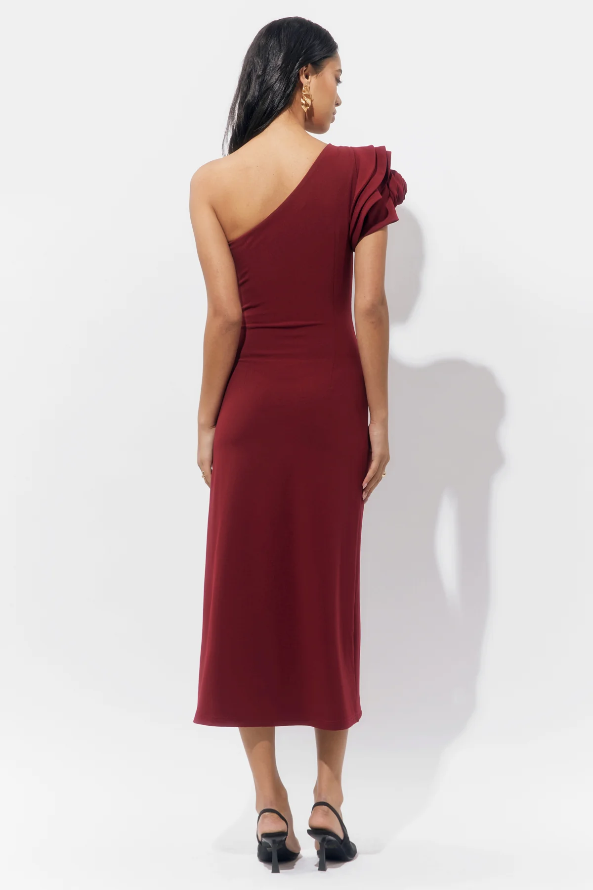 Dion One Shoulder Floral Applique Maxi Dress - Image 5