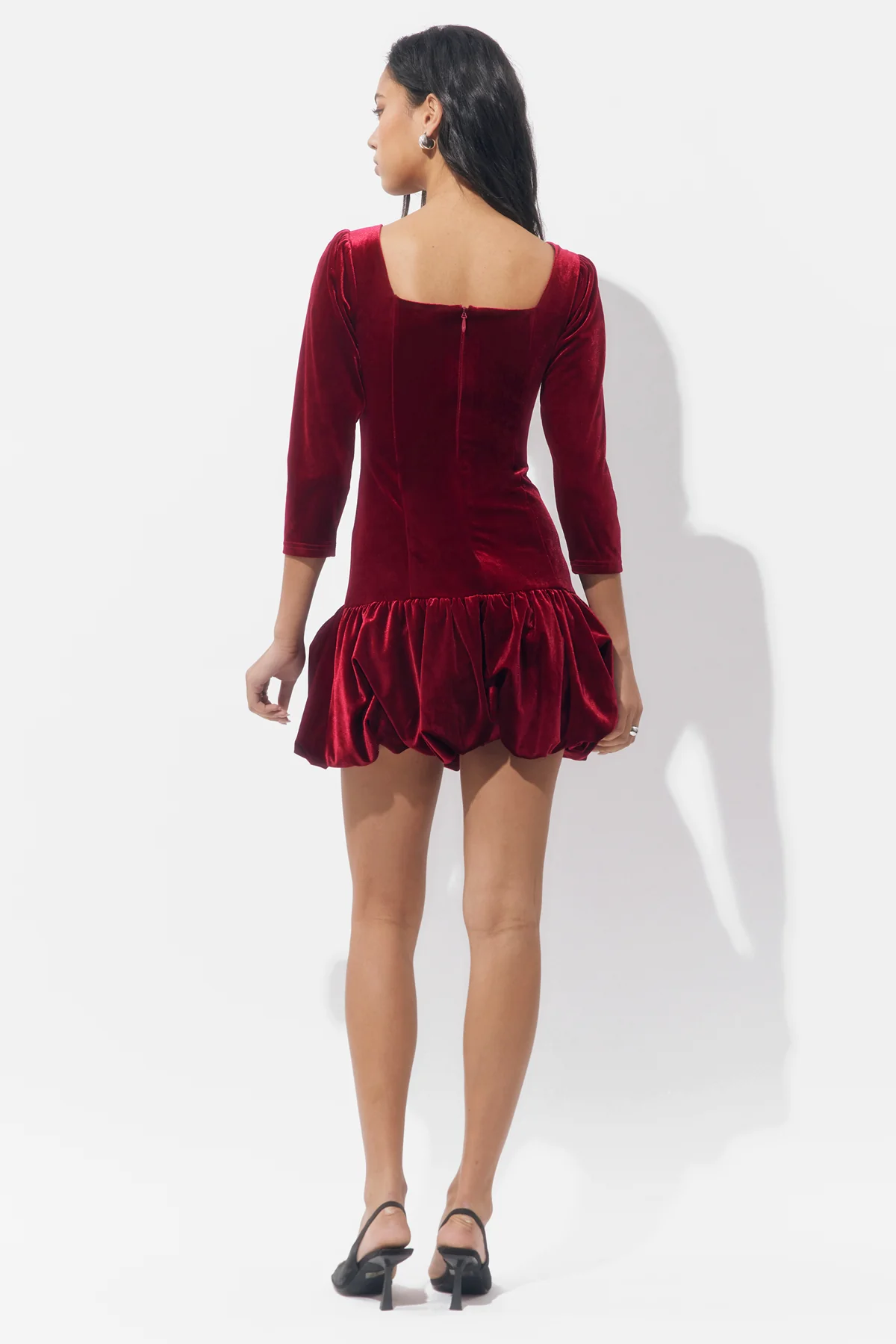 Dolly Velvet Bubble Hem Mini Dress - Image 3