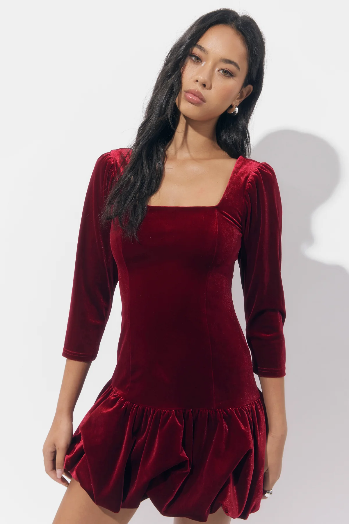 Dolly Velvet Bubble Hem Mini Dress - Image 4